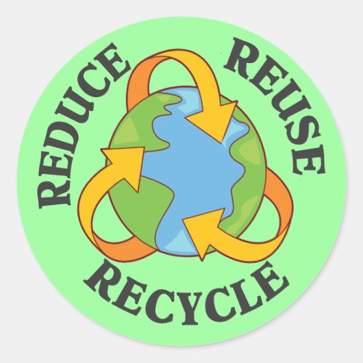 Verminder hergebruik Recyclen Ronde Sticker (Voorkant)