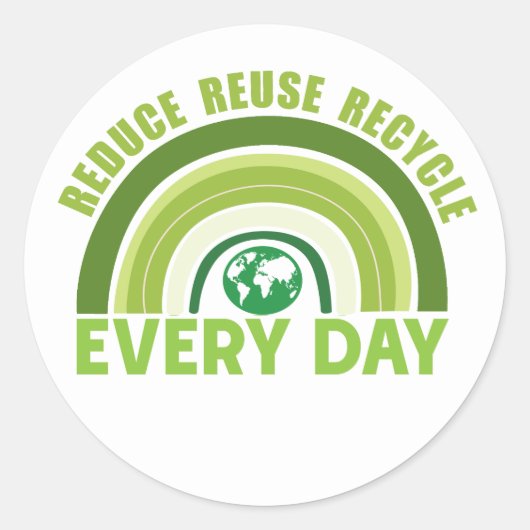 Verminder hergebruik recyclen ronde sticker (Voorkant)