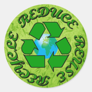 Verminder hergebruik Recyclen Ronde Sticker