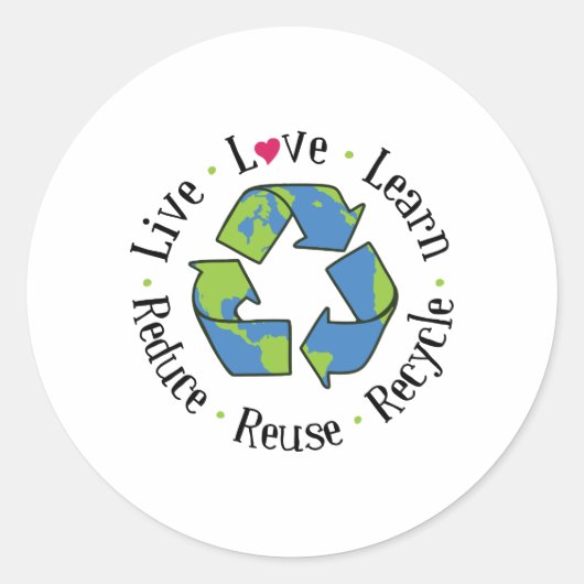 Verminder hergebruik Recyclen Ronde Sticker (Voorkant)