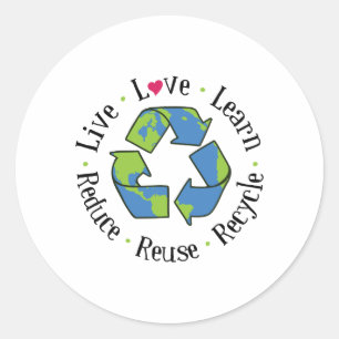 Verminder hergebruik Recyclen Ronde Sticker