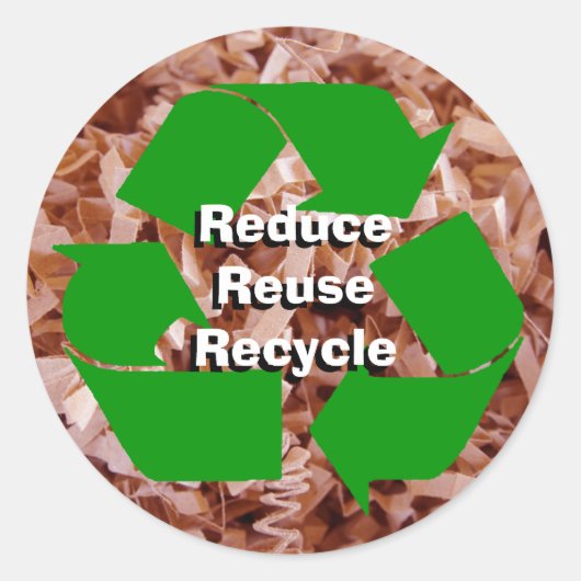 Verminder, hergebruik, Recyclen Ronde Sticker (Voorkant)
