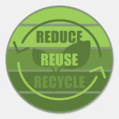 Verminder hergebruik recyclen ronde sticker (Voorkant)