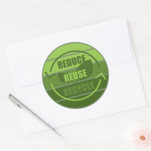 Verminder hergebruik recyclen ronde sticker (Envelop)