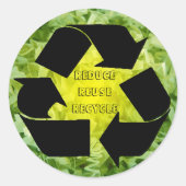 Verminder, hergebruik, Recyclen Ronde Sticker (Voorkant)