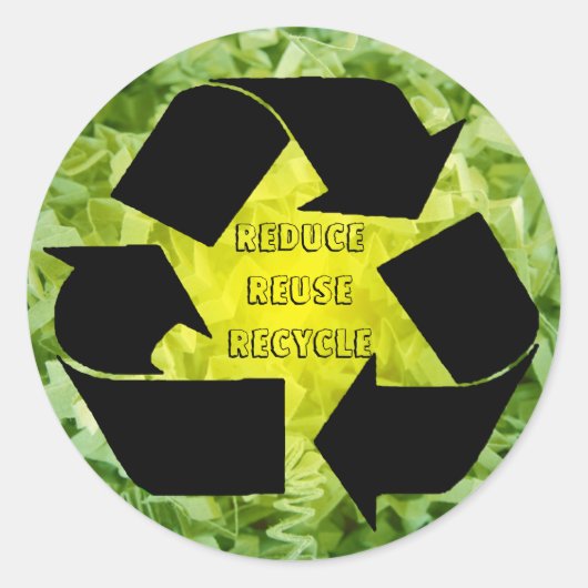 Verminder, hergebruik, Recyclen Ronde Sticker (Voorkant)