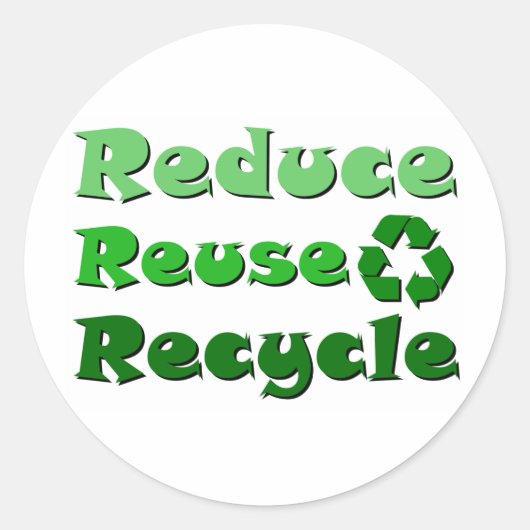 Verminder hergebruik Recyclen Ronde Sticker (Voorkant)
