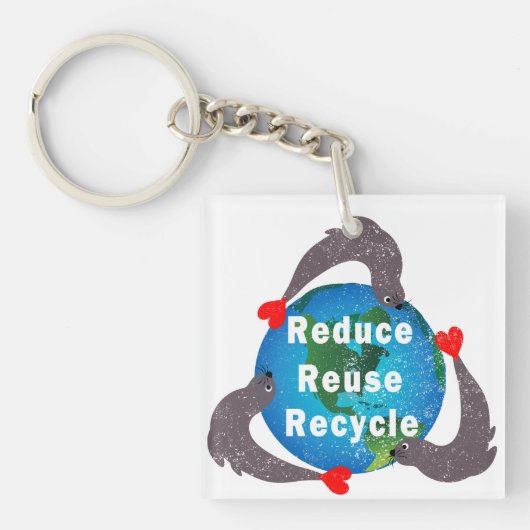 Verminder hergebruik Recyclen Sleutelhanger (voorkant)