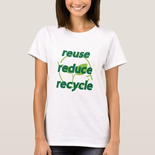 Verminder hergebruik recyclen t-shirt (Voorkant)