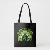 Verminder hergebruik recyclen tote bag (Voorkant)