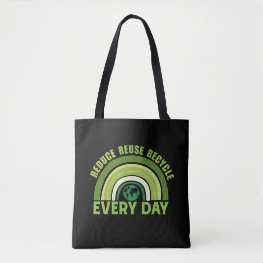 Verminder hergebruik recyclen tote bag (Voorkant)