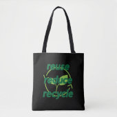 Verminder hergebruik recyclen tote bag (Voorkant)