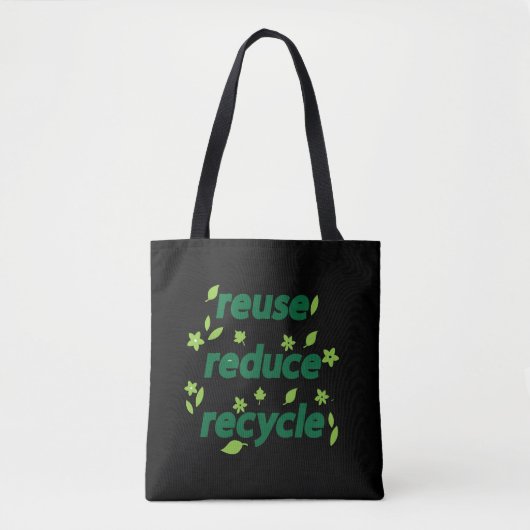 Verminder hergebruik recyclen tote bag (Voorkant)