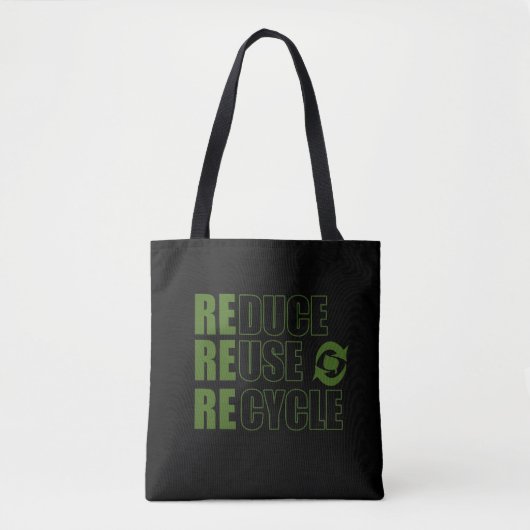 Verminder hergebruik recyclen tote bag (Voorkant)