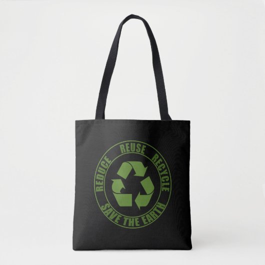 Verminder hergebruik recyclen tote bag (Voorkant)