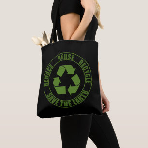 Verminder hergebruik recyclen tote bag
