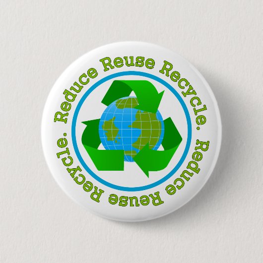 Verminder hergebruik Recyclen v2 Ronde Button 5,7 Cm (Voorkant)