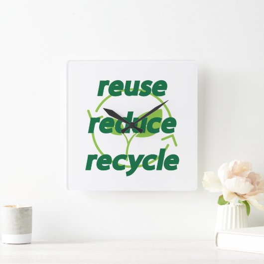 Verminder hergebruik recyclen vierkante klok (Huis)