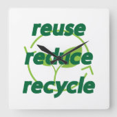 Verminder hergebruik recyclen vierkante klok (Voorkant)