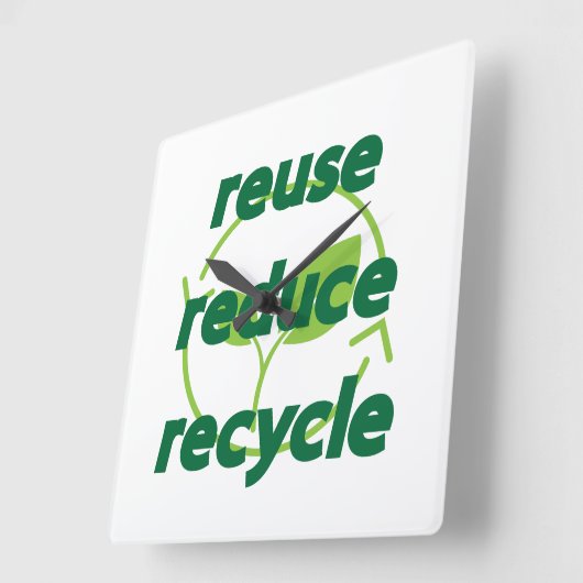 Verminder hergebruik recyclen vierkante klok (Hoek)