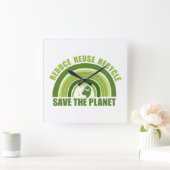 Verminder hergebruik recyclen vierkante klok (Huis)