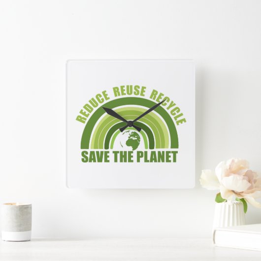 Verminder hergebruik recyclen vierkante klok (Huis)