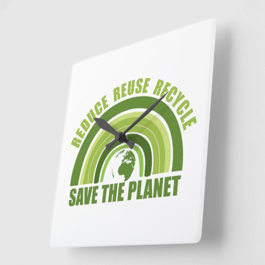 Verminder hergebruik recyclen vierkante klok (Hoek)