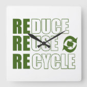 Verminder hergebruik recyclen vierkante klok (Voorkant)