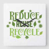 Verminder hergebruik recyclen vierkante klok (Voorkant)