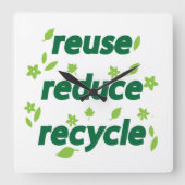 Verminder hergebruik recyclen vierkante klok (Voorkant)
