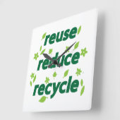 Verminder hergebruik recyclen vierkante klok (Hoek)