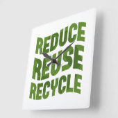 Verminder hergebruik recyclen vierkante klok (Hoek)