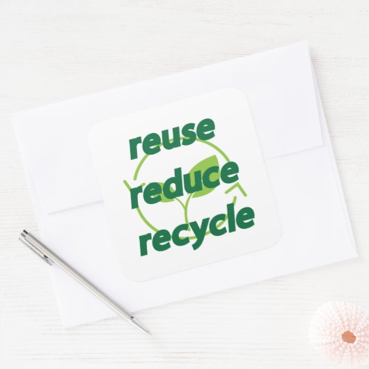 Verminder hergebruik recyclen vierkante sticker (Envelop)