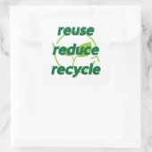 Verminder hergebruik recyclen vierkante sticker (Tas)