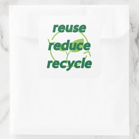 Verminder hergebruik recyclen vierkante sticker (Tas)