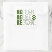 Verminder hergebruik recyclen vierkante sticker (Tas)