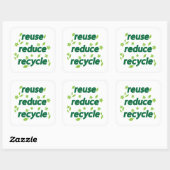 Verminder hergebruik recyclen vierkante sticker (Vel)