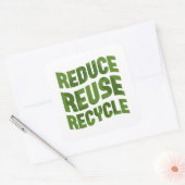 Verminder hergebruik recyclen vierkante sticker (Envelop)