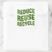 Verminder hergebruik recyclen vierkante sticker (Tas)