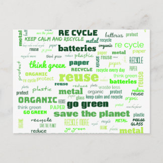 Verminder, hergebruik, Recyclen Word Cloud Briefkaart