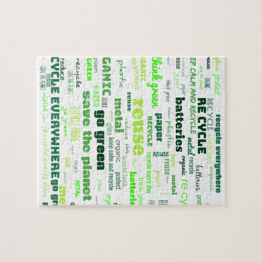 Verminder, hergebruik, Recyclen Word Cloud Legpuzzel (Horizontaal)