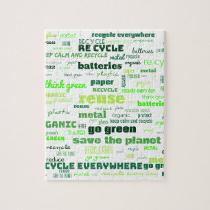Verminder, hergebruik, Recyclen Word Cloud Legpuzzel