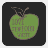 Verminder milieuvriendelijk voedselverspilling rec vierkante sticker (Voorkant)