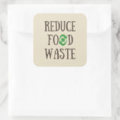 Verminder milieuvriendelijk voedselverspilling rec vierkante sticker (Tas)