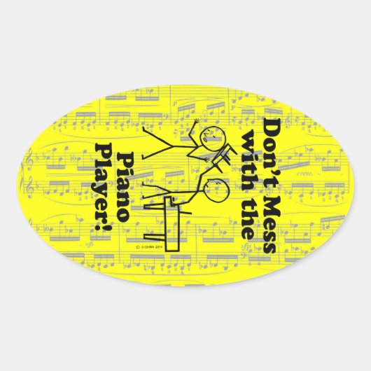 Verminder niet met de Piano Player Oval Sticker (Voorkant)