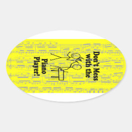 Verminder niet met de Piano Player Oval Sticker