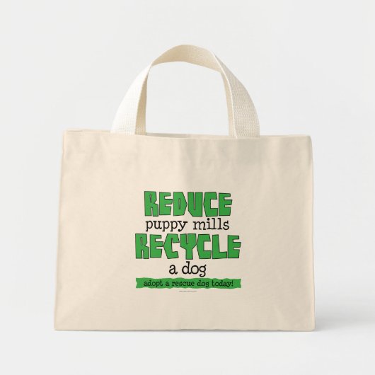 Verminder puppy Mills, recyclen een hond Mini Tote Bag (Voorkant)