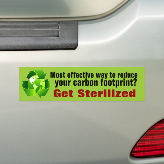 Verminder uw koolstofvoetafdruk door sterilisatie! bumpersticker (Op auto)