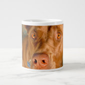 Verminderde chocolaat Lab Pit Mix Dog Grote Koffiekop (Voorkant)