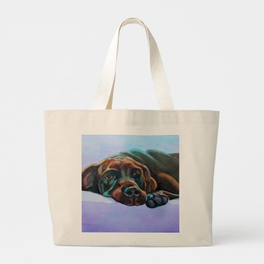 Verminderde chocolade Labrador Dog Jumbo Totebag Grote Tote Bag (Achterkant)